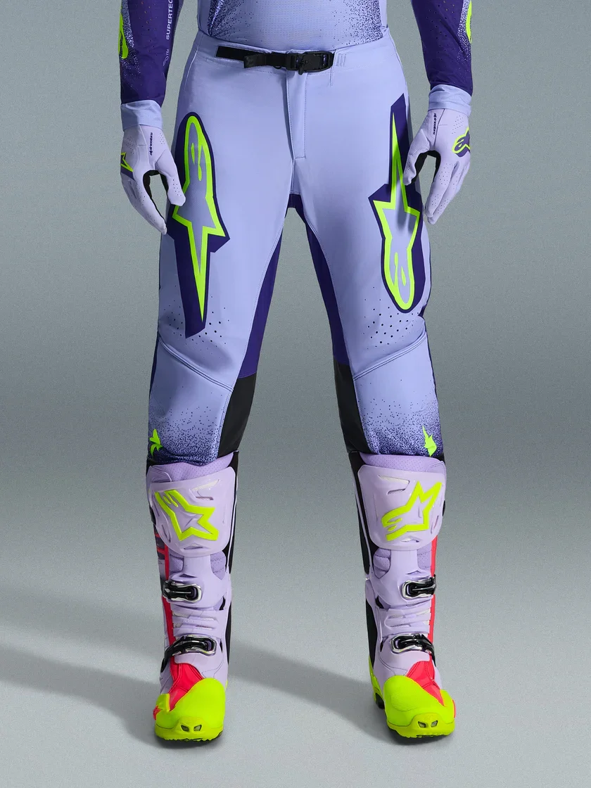 Conjunto Alpinestars Supertech Scenz 26 Roxo/Amarelo Flúor